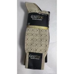 New 4 Pack Gold Toe Men’s Sock Khaki With Designs Mens Large Shoe Size 6-12-5